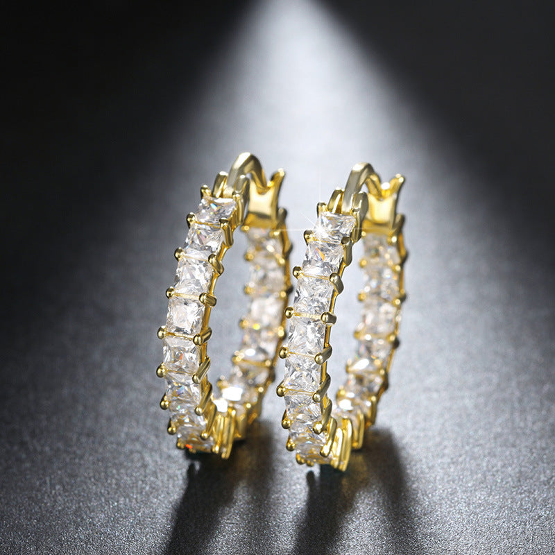 Gold-plated Copper Fashion Earrings, Diamond-set Zircons, Thin Earrings For Women - Hair Your Lux