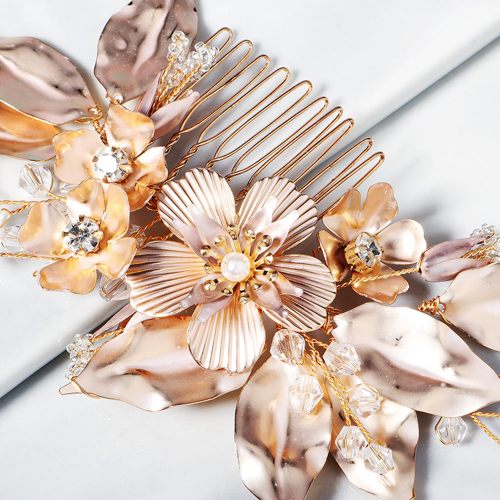 Golden Flower Hair Comb Hair Jewelry comb bridesmaid hair comb wedding hair comb rhinestone hair side combs crystal hair comb Bridal Hair Clip Comb bridal comb Princess Miss Mosaic - Hair Your Lux