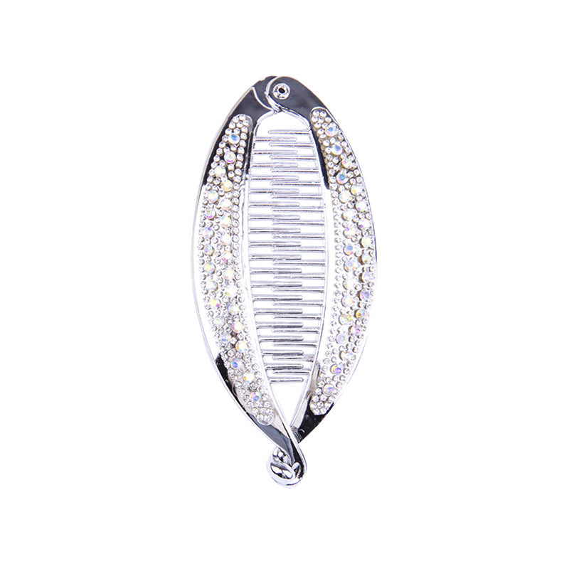 Popular Diamond Rhinestone Electroplating Fish Banana Fish-shaped Hair Clip - Hair Your Lux