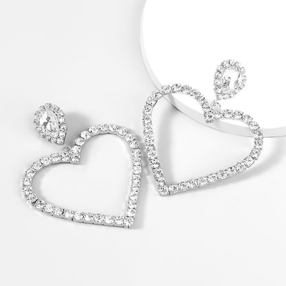 Heart-shaped Droplet Crystal Earrings - Hair Your Lux