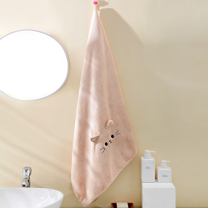 Coral Velvet Cartoon Cat Hair Drying Towel - Hair Your Lux