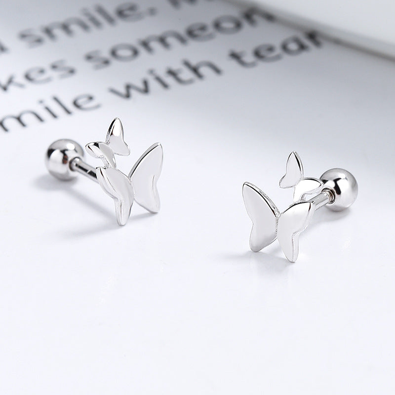 Silver Butterfly Thread Stud Earrings - Hair Your Lux