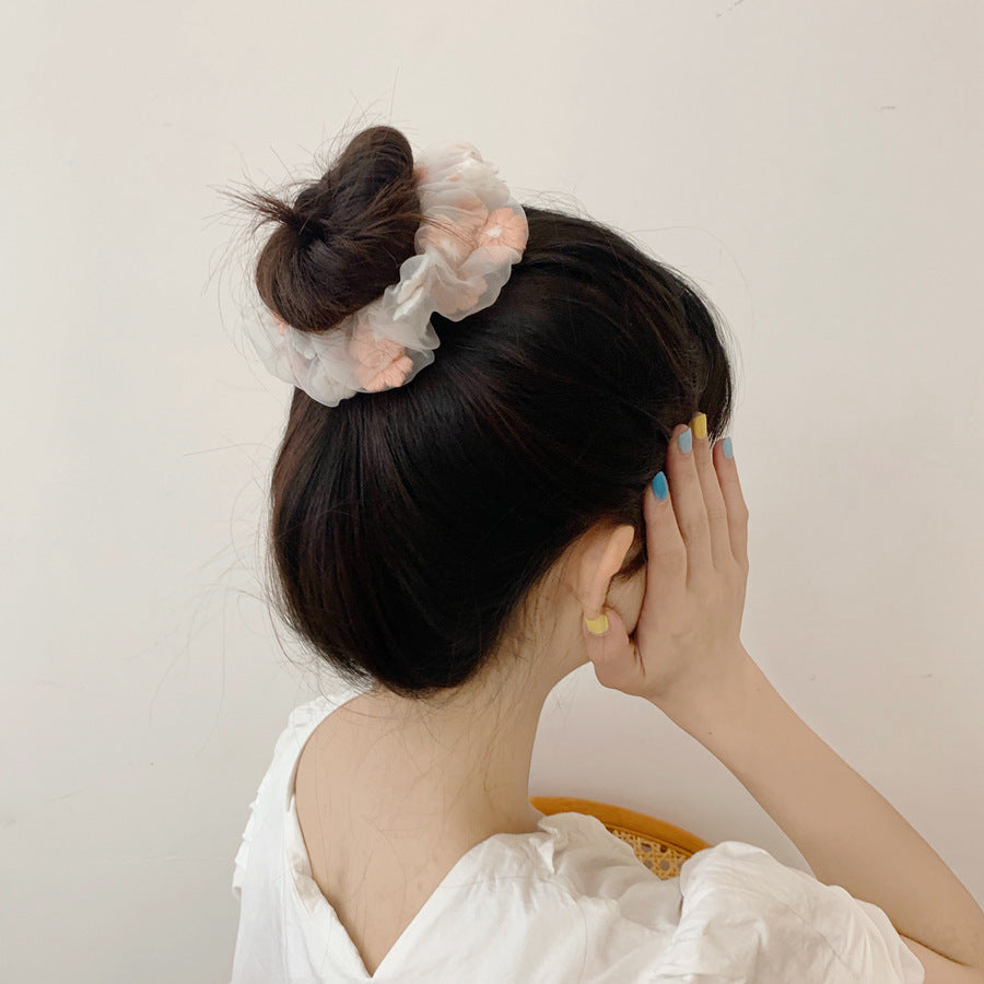 Flower Tie Hair Ring Organza Head Rope Girls' Hair Accessories - Hair Your Lux