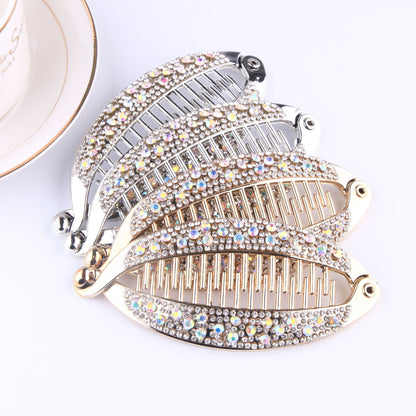 Popular Diamond Rhinestone Electroplating Fish Banana Fish-shaped Hair Clip - Hair Your Lux