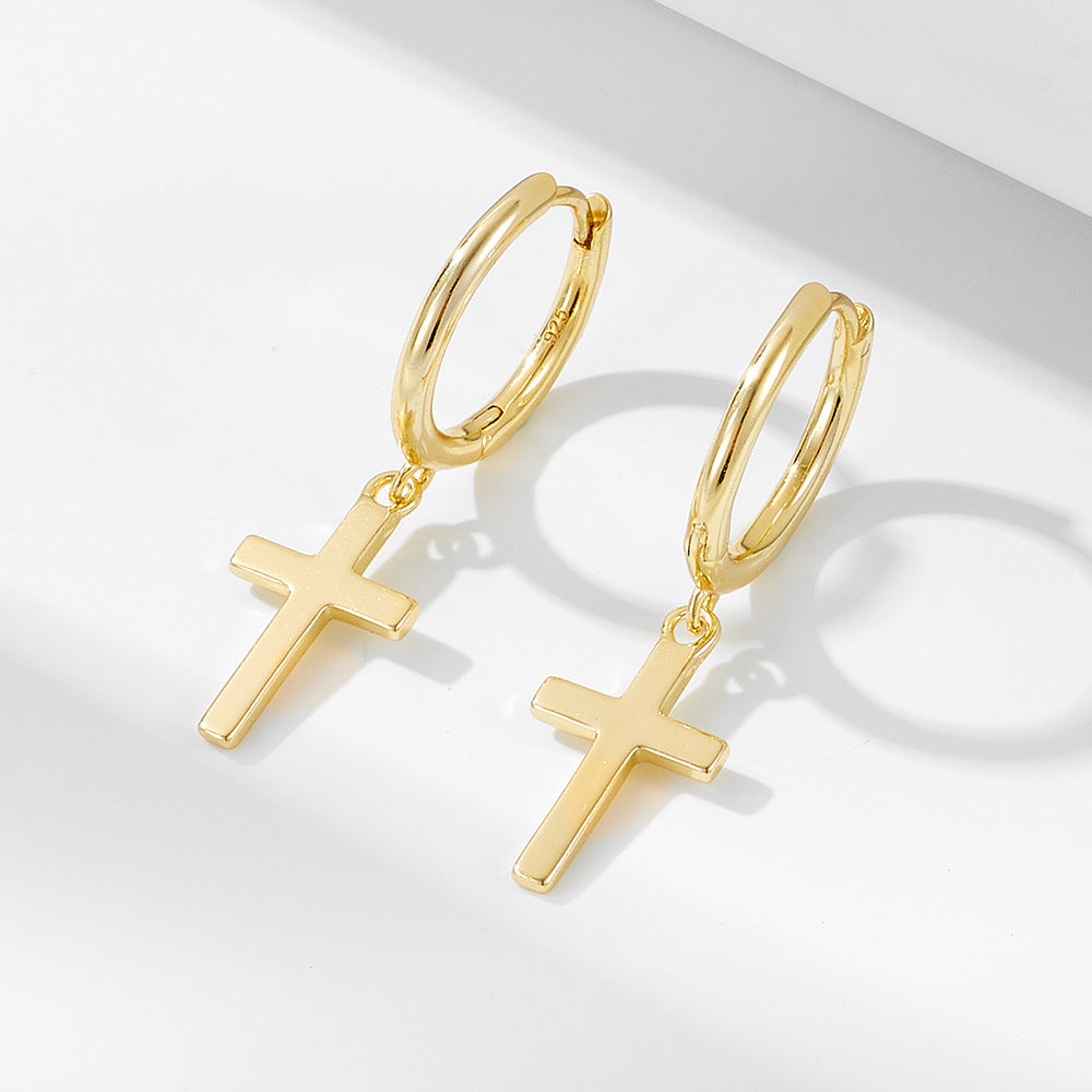 European And American S925 Sterling Silver Cross Earrings Earrings For Women - Hair Your Lux