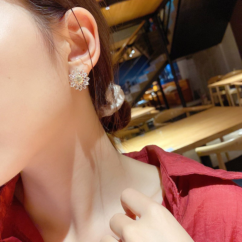 Sun Flower Korean Temperament Light Luxury Net Red Earrings Women - Hair Your Lux