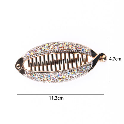 Popular Diamond Rhinestone Electroplating Fish Banana Fish-shaped Hair Clip - Hair Your Lux