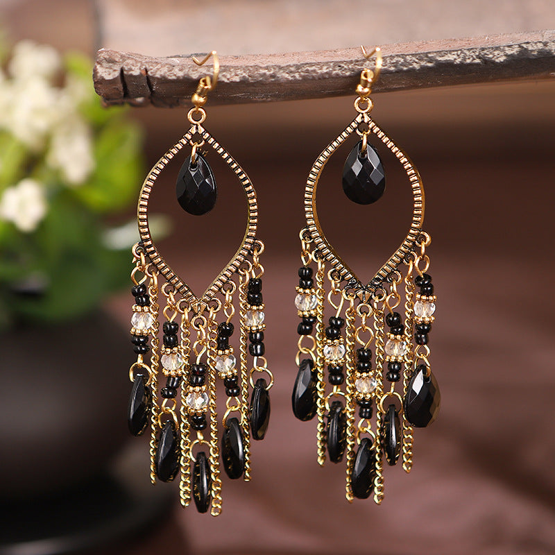 New Antique Gold Plated Long Tassel Earrings For Women - Hair Your Lux