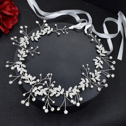 Handcess Bride Wedding Headband Crystal Silver Leaves Bridal Hair Accessories Rhinestone Headpiece for Bride and Bridesmaids - Hair Your Lux