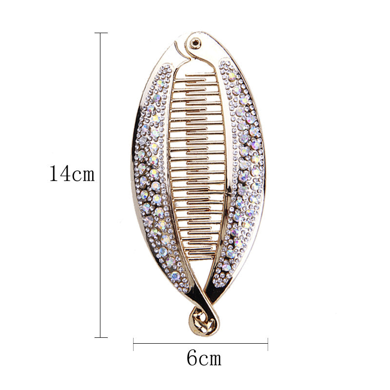 Popular Diamond Rhinestone Electroplating Fish Banana Fish-shaped Hair Clip - Hair Your Lux