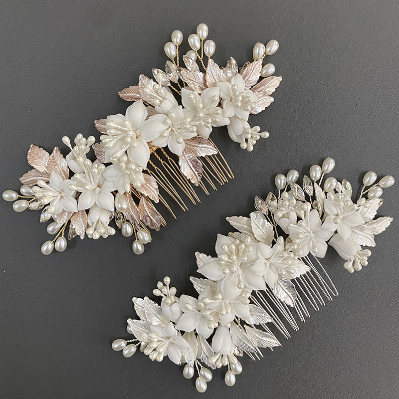 Wedding Bride Handmade Pearl Comb Flower Headwear - Hair Your Lux