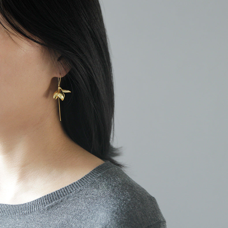 Gold Silver Earring Fashion Jewelry Elegant Magnolia Flower Dangle Earrings For Women Gifts - Hair Your Lux