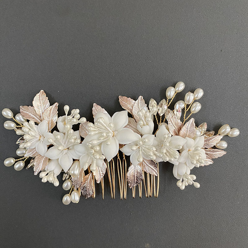 Wedding Bride Handmade Pearl Comb Flower Headwear - Hair Your Lux