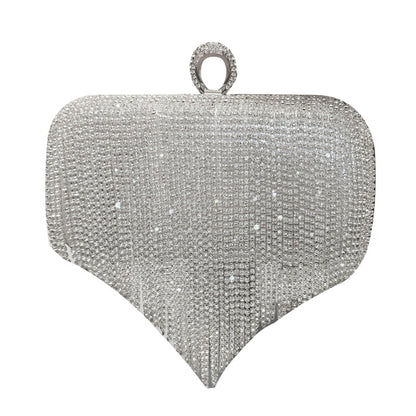 Silver Luxury Sparkly Glitter Crystal Diamond Fringe Tassel Embellished Evening Clutch Bag - Hair Your Lux