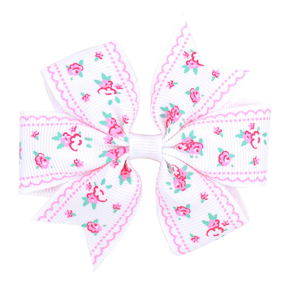 Printed Daisy Sunflower Dotted Rib With Fishtail Bow Baby Hair Clip - Hair Your Lux