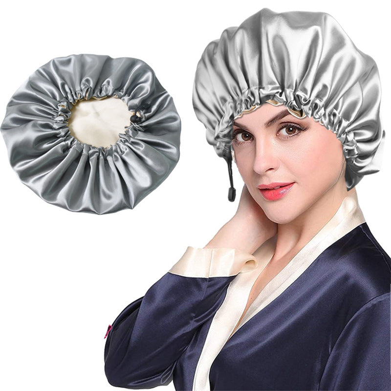 Shower Cap Soft Silk Dual-use Bath Cap Chemotherapy Cap For Hair cleansing - Hair Your Lux