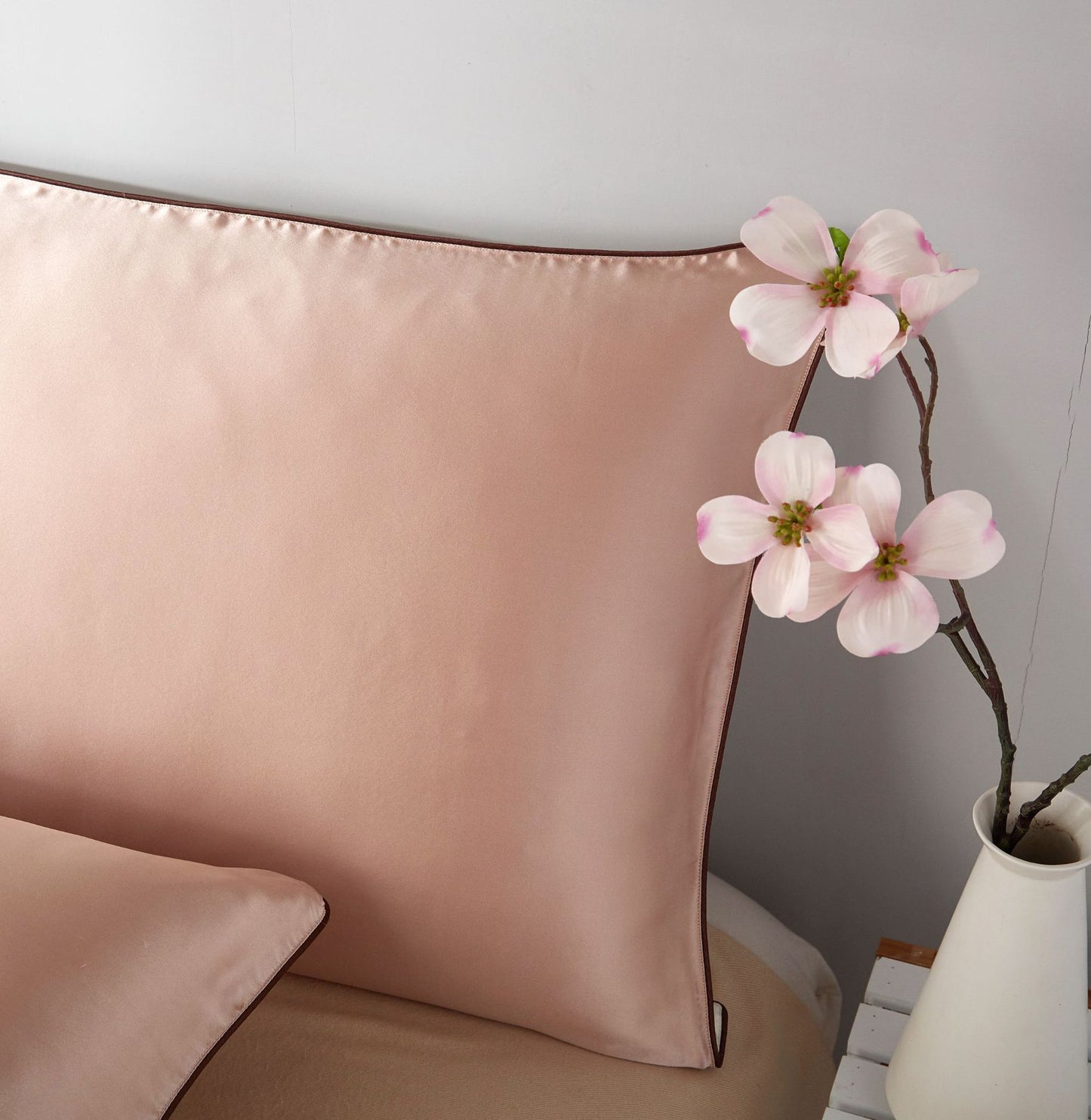 Silk satin plain single pillowcase