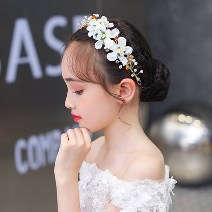 Flower Girl Headband and Pins Flower Girl Headpiece, Pearl Bead Headband, Adjustable Flower Girl Hair Accessories, Hair Vine Headband for Wedding, Party, Princess, Flower Girls and Bridesmaid - Hair Your Lux