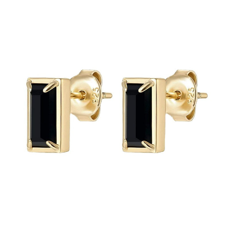 S925 Silver 18K Gold Plating Popular Simple Fashion Exquisite High-grade Black Zircon Earrings For Women - Hair Your Lux