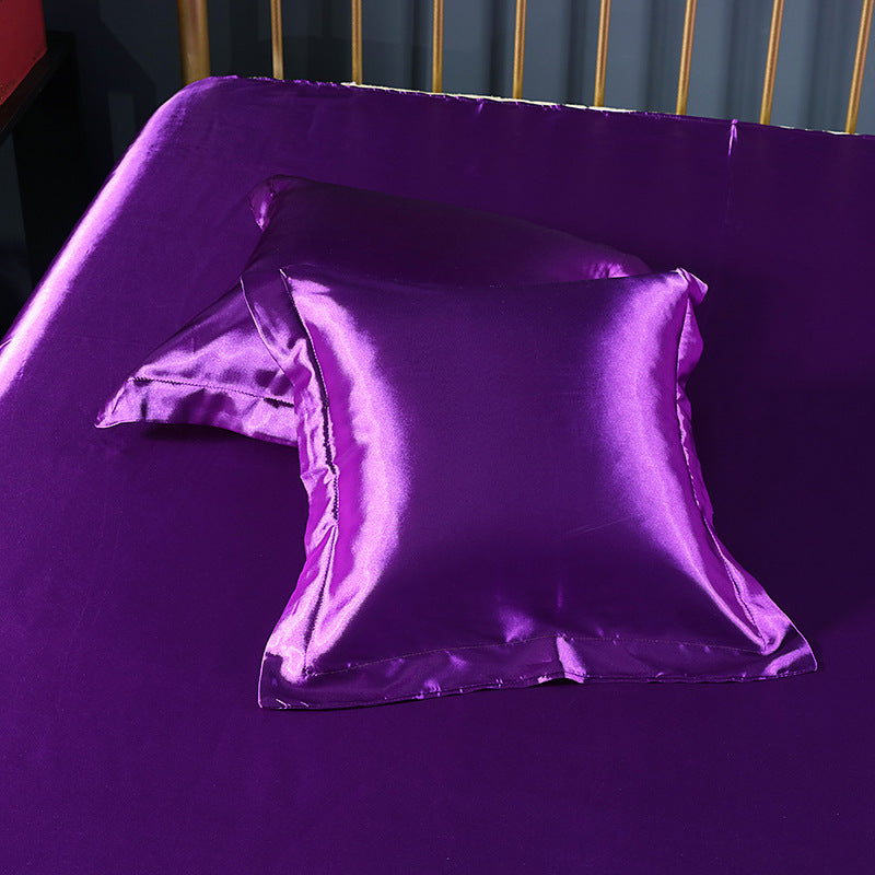 Pure color silk square pillowcase