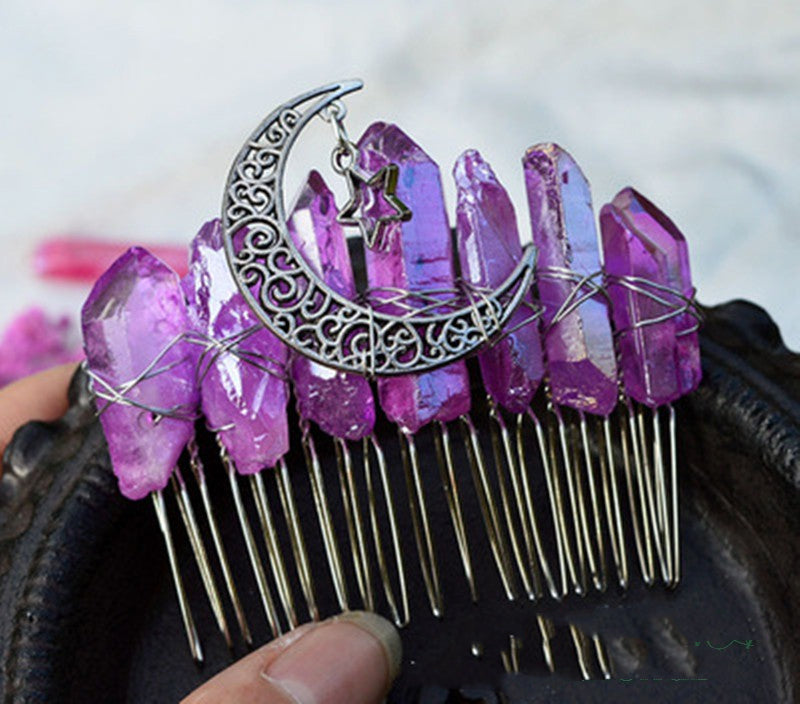 Premium Handmade Crown Moon Hollow Star Hair Comb - Hair Your Lux