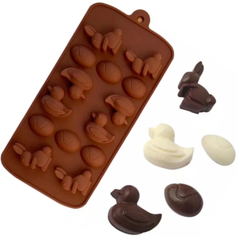 14-piece Duck Rabbit Egg Chocolate Cake Jelly Silicone Mold