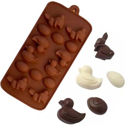 14-piece Duck Rabbit Egg Chocolate Cake Jelly Silicone Mold