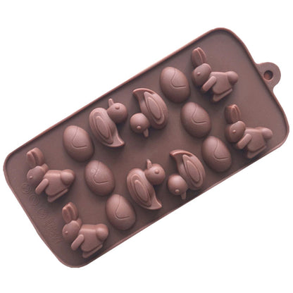 14-piece Duck Rabbit Egg Chocolate Cake Jelly Silicone Mold