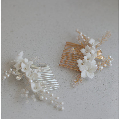 Hard Porcelain Floral Bridal Hair Comb - Hair Your Lux