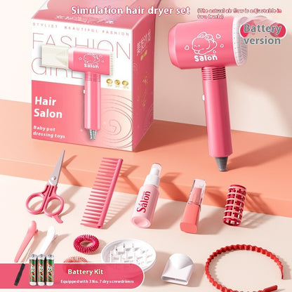 Children's Hairdressers Salon Barber Set Hair Dryer Clip Hair Curler Toy Suit