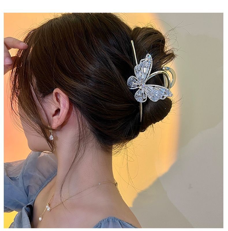 Super Fairy Full Diamond Butterfly Metal Grip Large High Sense Shark Clip Elegant Hair Clip Female Back Head Updo Hair Accessories - Hair Your Lux