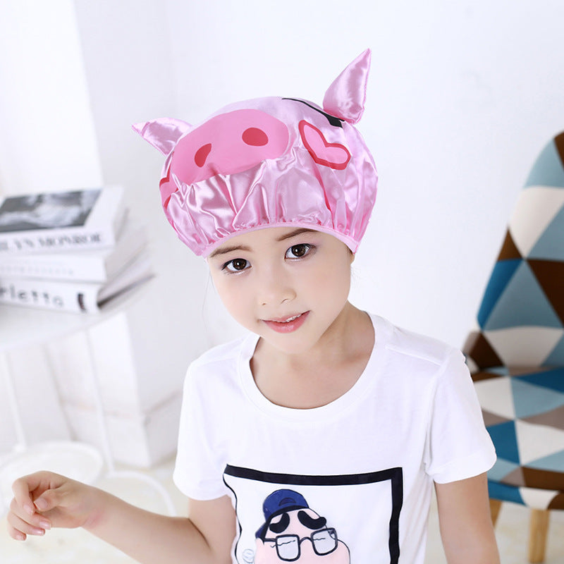 Home Kids Shower Cap, Double-Layer Waterproof Reusable Elastic Animal Bathing Shower Hat, Fun Cute Cartoon Bath Caps for Boy Girls - Hair Your Lux