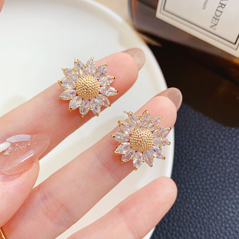 Sun Flower Korean Temperament Light Luxury Net Red Earrings Women - Hair Your Lux