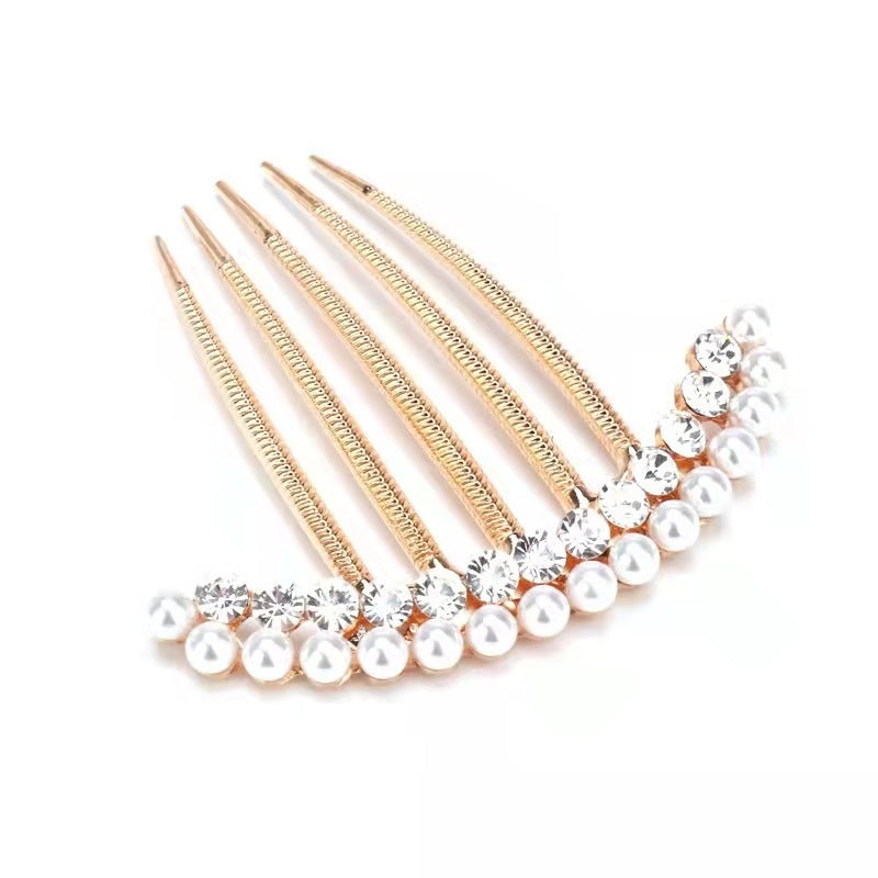 New Pearl Crystal Hair Comb Female - Hair Your Lux