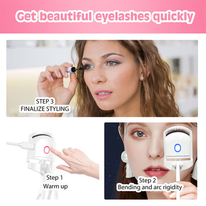 Heated Eyelash Curler Electric Temperature Control Mini Eyelash Curler Electric Portable Charging - Hair Your Lux