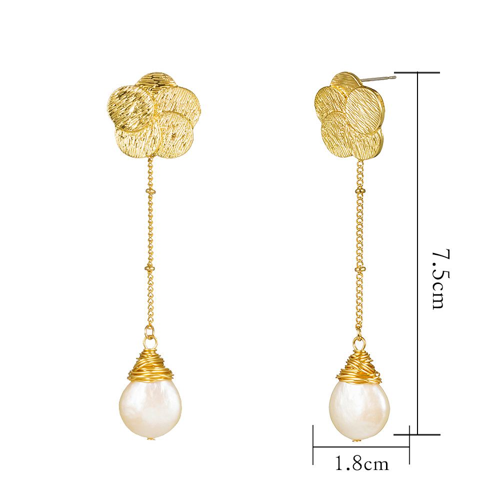 Creative long plum blossom earrings fashion hand-woven natural freshwater pearl earrings for women - Hair Your Lux