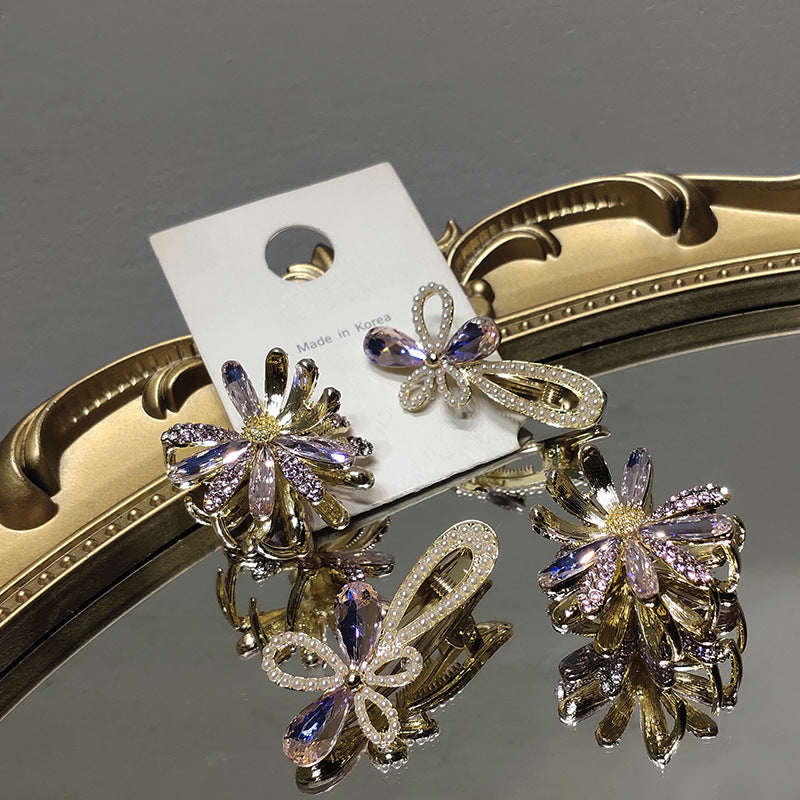 Metal Grab Clip Sweet And Simple Crystal Daisy Korean Elegant Hair Catch Summer - Hair Your Lux
