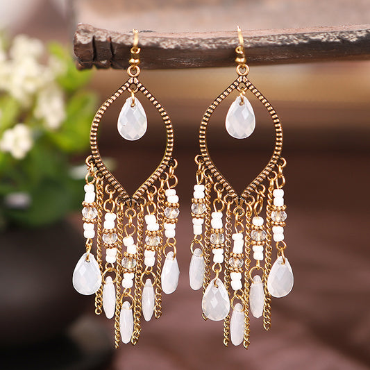 New Antique Gold Plated Long Tassel Earrings For Women - Hair Your Lux