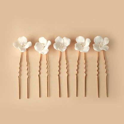 White Ceramic Flower Hair Accessories For Wedding Brides In Europe And America - Hair Your Lux