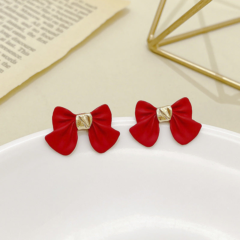 Red Black Color Bowknot Dangle Earrings For Girl Korean Sweet Women Fashion Jewelry - Hair Your Lux