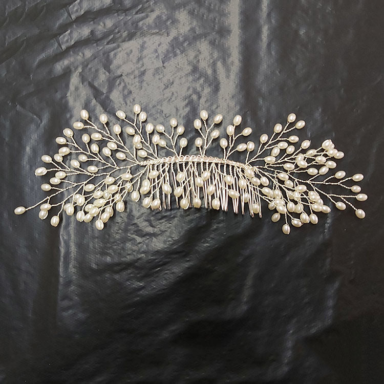 European And American Handmade Bride Pearl Hair Comb Bride Wedding Dress Dress Hair Accessories New Head Fork - Hair Your Lux