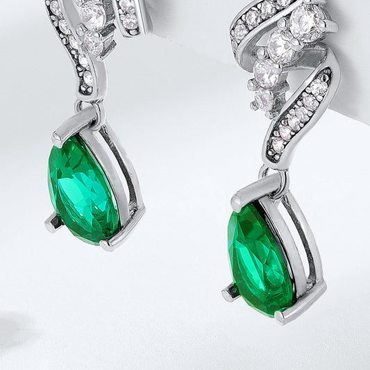 S925 Silver Emerald Earrings For Women - Hair Your Lux