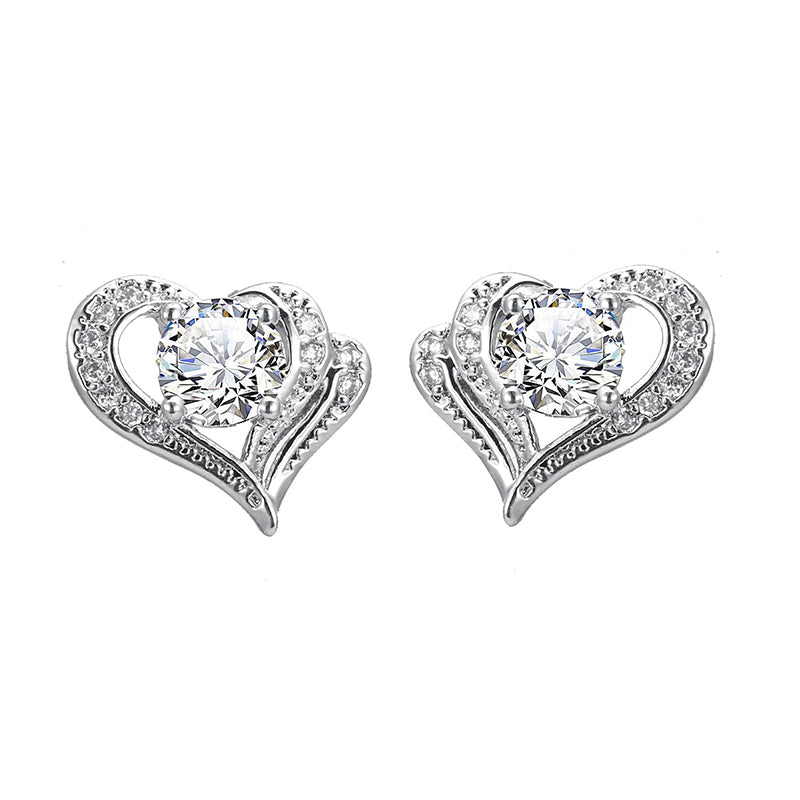 Fashion Hollow Heart Rhinestone Stud Earrings For Women - Hair Your Lux