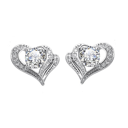 Fashion Hollow Heart Rhinestone Stud Earrings For Women - Hair Your Lux