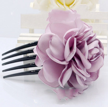 Fabric Burning And Ironing Edge Flower Hair Comb Five Teeth - Hair Your Lux