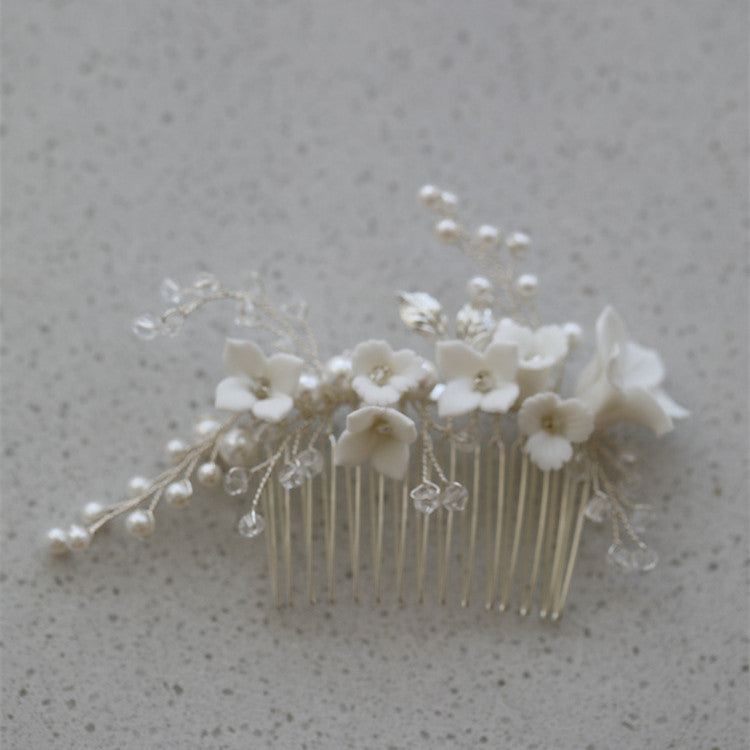 Hard Porcelain Floral Bridal Hair Comb - Hair Your Lux