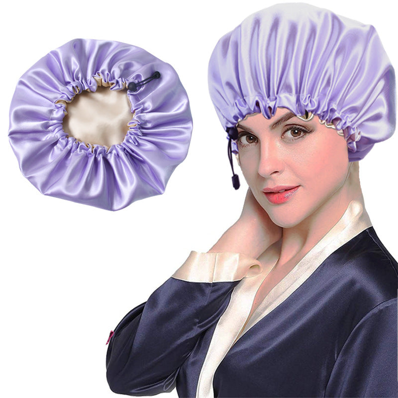 Shower Cap Soft Silk Dual-use Bath Cap Chemotherapy Cap For Hair cleansing - Hair Your Lux