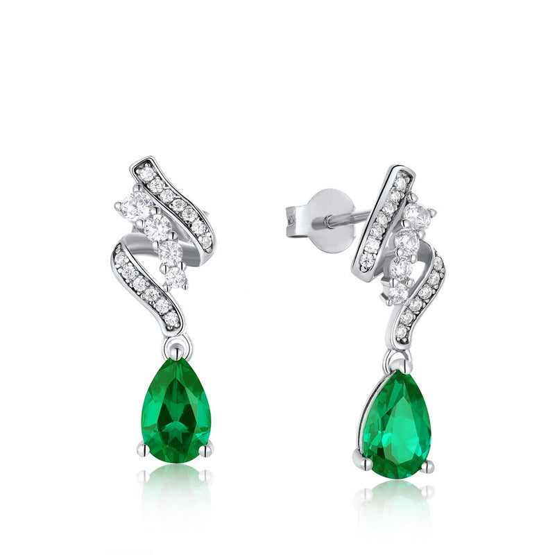 S925 Silver Emerald Earrings For Women - Hair Your Lux