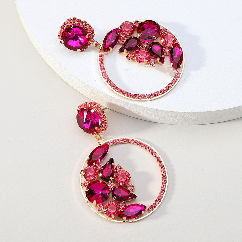 Inlaid Shiny Glass Alloy Earrings For Women - Hair Your Lux