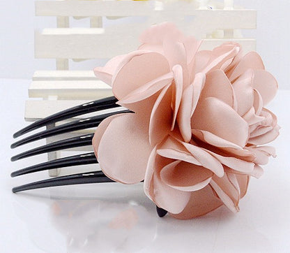 Fabric Burning And Ironing Edge Flower Hair Comb Five Teeth - Hair Your Lux